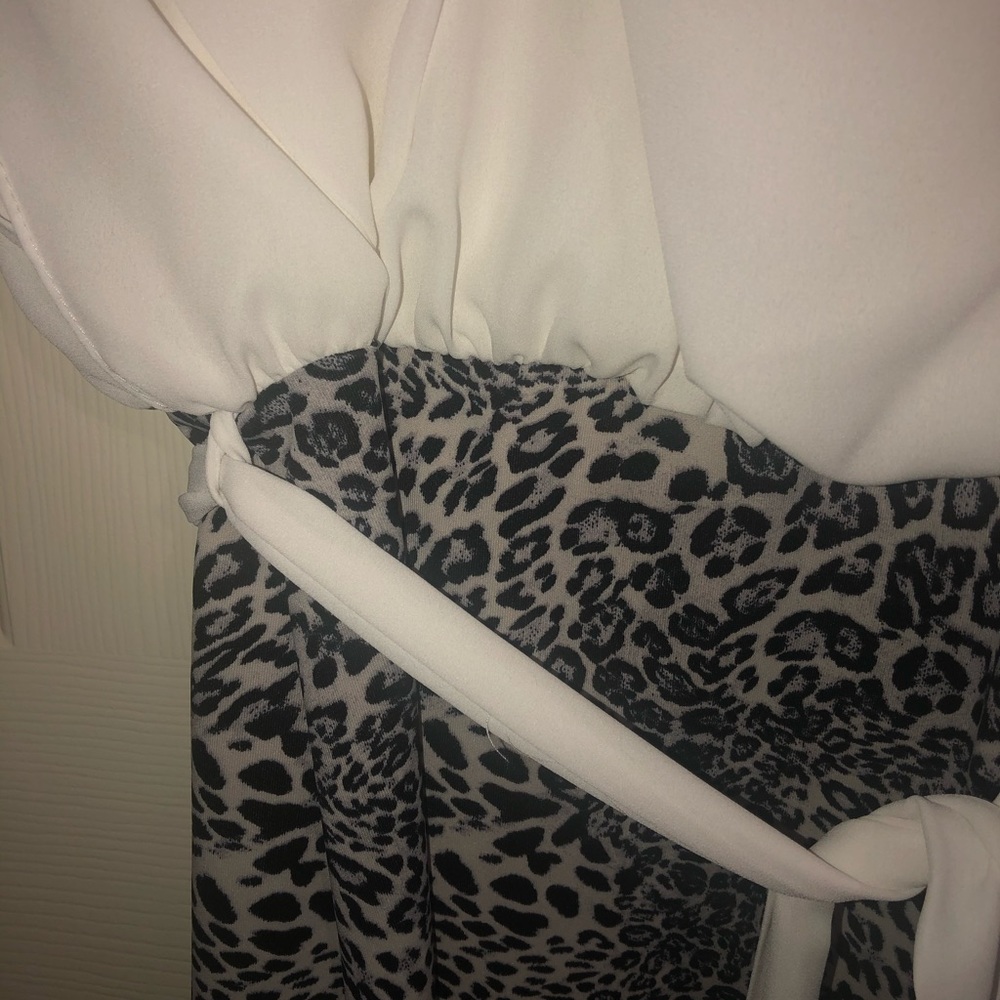 Dress with leopard print skirt.